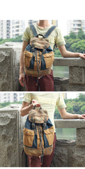 Fashion Denim Blue Mens Large Backpack Laptop Backpack Blue Jean Travel Backpacks For Men - iwalletsmen