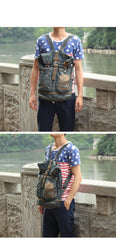Denim Blue Mens Large Backpack School Backpacks Barrel Blue Large Jean Travel Backpack For Men - iwalletsmen