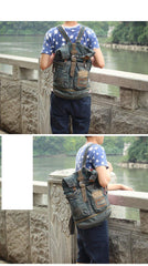 Denim Blue Mens Large Backpack School Backpacks Barrel Blue Large Jean Travel Backpack For Men - iwalletsmen