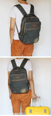 Denim Blue Mens 16 inches Backpack Laptop Backpack Jean Travel Backpacks For Men - iwalletsmen