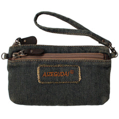 Denim Black Womens Phone Shoulder Bag Mini Denim Crossbody Bag Clutch Wirstlet Purse