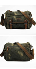 Cool Dark Green Denim Mens 10 inches Messenger Bags Jean Postman Bags Courier Bag For Men - iwalletsmen