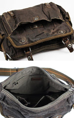 Cool Dark Green Denim Mens 10 inches Messenger Bags Jean Postman Bags Courier Bag For Men - iwalletsmen