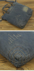 Denim Blue WOmens Mens Messenger Bag Vertical Tote Shoulder Bag Jean Courier Bag Handbag - iwalletsmen