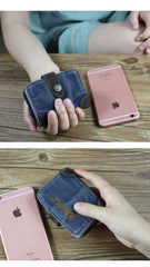 Blue Denim Mens Bifold billfold Card Wallet Jean Card Holders Card Wallet For Men - iwalletsmen
