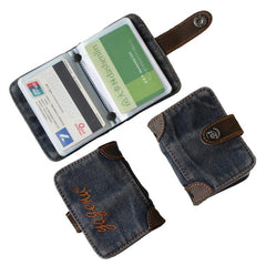 Blue Denim Mens Bifold billfold Card Wallet Jean Card Holders Card Wallet For Men - iwalletsmen