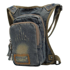 Denim  Mens Waist Bag DropLeg Pouch Bag Blue Hip Bag Fanny Pack For Men - iwalletsmen