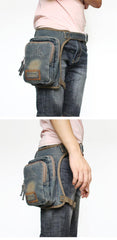 Denim  Mens Waist Bag DropLeg Pouch Bag Blue Hip Bag Fanny Pack For Men - iwalletsmen