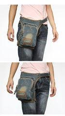 Denim  Mens Waist Bag DropLeg Pouch Bag Blue Hip Bag Fanny Pack For Men - iwalletsmen