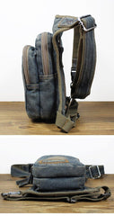 Denim  Mens Waist Bag DropLeg Pouch Bag Blue Hip Bag Fanny Pack For Men - iwalletsmen