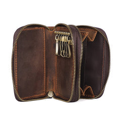 Double Zipper Leather Key Wallet Mens Key Holder Car Key Holder For Men