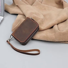 Double Zipper Leather Key Wallet Mens Key Holder Car Key Holder For Men