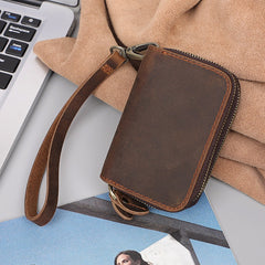 Double Zipper Leather Key Wallet Mens Key Holder Car Key Holder For Men