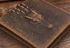 Dragon Leather Mens Wallets Alligator Pattern Cool billfold Slim Bifold Wallet Card Wallet Purse for Mens - iwalletsmen