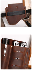 EDC Leather Pocket Retro Flashlight Holster Knife Blue Leather Belt Pouch Sheath Tactical Pen Holder