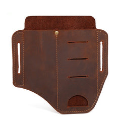 EDC Leather Pocket Retro Flashlight Holster Knife Blue Leather Belt Pouch Sheath Tactical Pen Holder