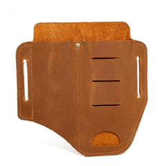 EDC Leather Pocket Retro Flashlight Holster Knife Blue Leather Belt Pouch Sheath Tactical Pen Holder