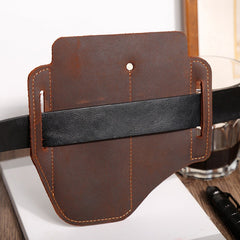 EDC Leather Pocket Retro Flashlight Holster Knife Blue Leather Belt Pouch Sheath Tactical Pen Holder