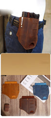 EDC Leather Pocket Retro Flashlight Holster Knife Coffee Leather Belt Pouch Sheath Tactical Pen Holder