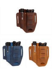 EDC Leather Pocket Retro Flashlight Holster Knife Blue Leather Belt Pouch Sheath Tactical Pen Holder