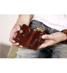 Handmade Black Leather Mens Cool Key Wallet Key Holder Brown Card Holder Car Key Case for Men - iwalletsmen