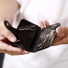 Handmade Black Leather Mens Cool Key Wallet Key Holder Brown Card Holder Car Key Case for Men - iwalletsmen