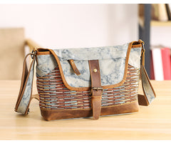 Country Style Canvas Leather Mens 14'' Womens Small Side Bag Courier Bag Messenger Bag for Men - iwalletsmen