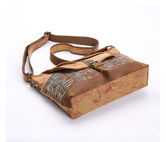 Country Style Canvas Leather Mens 14'' Womens Small Side Bag Courier Bag Messenger Bag for Men - iwalletsmen