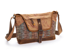 Country Style Canvas Leather Mens 14'' Womens Small Side Bag Courier Bag Messenger Bag for Men - iwalletsmen