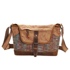 Country Style Canvas Leather Mens 14'' Womens Small Side Bag Courier Bag Messenger Bag for Men - iwalletsmen
