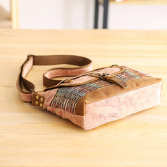 Country Style Canvas Leather Mens 14'' Womens Small Side Bag Courier Bag Messenger Bag for Men - iwalletsmen