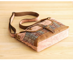 Country Style Canvas Leather Mens 14'' Womens Small Side Bag Courier Bag Messenger Bag for Men - iwalletsmen