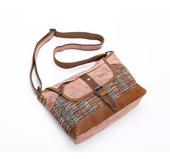 Country Style Canvas Leather Mens 14'' Womens Small Side Bag Courier Bag Messenger Bag for Men - iwalletsmen