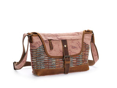 Country Style Canvas Leather Mens 14'' Womens Small Side Bag Courier Bag Messenger Bag for Men - iwalletsmen
