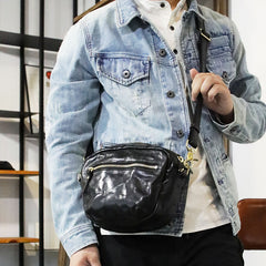 FASHION BROWN LEATHER MEN'S Small Side Bags MESSENGER BAG BLACK Black Courier Bag FOR MEN - iwalletsmen