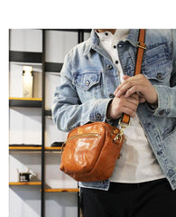 FASHION BROWN LEATHER MEN'S Small Side Bags MESSENGER BAG BLACK Black Courier Bag FOR MEN - iwalletsmen