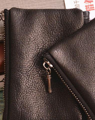 Black Mens Leather Slim Zipper Wallet billfold Wallet Coin Wallet Change Pouch For Men - iwalletsmen