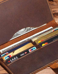 Handmade Cool Leather Wallets Long Leather Wallet Bifold Long Wallet For Men - iwalletsmen