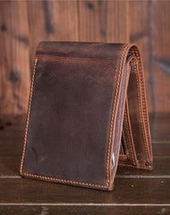 Vintage Cool Mens Leather Small Wallet Bifold billfold Wallet Slim Wallet For Men - iwalletsmen