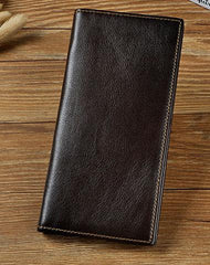 Cool Leather Mens Bifold Wallet Coffee Long Wallet for Men with Multi Cards - iwalletsmen