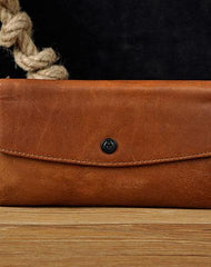 Cool Mens Leather Long Wallet for Men Long Trifold Brown Wallets - iwalletsmen