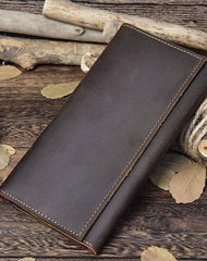Vintage Leather Mens Long Wallet Bifold Coffee Long Wallet for Men - iwalletsmen