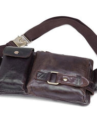 GENUINE LEATHER MENS SMALL WAIST BAG HIP PACK BELT BAGs FANNY PACK BUMBAG FOR MEN - iwalletsmen