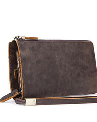 Vintage Cool Leather Mens Long Wallet Zipper Bifold Wallet Clutch Wallet For Men - iwalletsmen