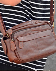 Genuine Leather Mens Small Messenger Bag Cool Crossbody Bags for men - iwalletsmen