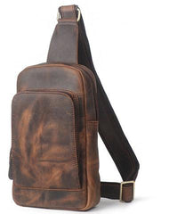 Cool Leather Chest Bag Sling Bag Crossbody Bag Travel Bag Sling Hiking Bag For Mens - iwalletsmen
