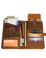 Cool Leather Long Wallet for Men Vintage Bifold Wallet Passport Travel Wallet - iwalletsmen
