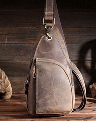 Cool Leather Sling Bags for Men Vintage Chest Bag SLing SHoulder Bags For Men - iwalletsmen