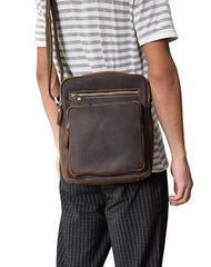 Vintage Leather Mens Cool Messenger Bags Shoulder Bags CrossBody Bags For Men - iwalletsmen