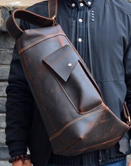 Leather Sling Bag for Men Vintage Chest Crossbody Bag For Mens - iwalletsmen
